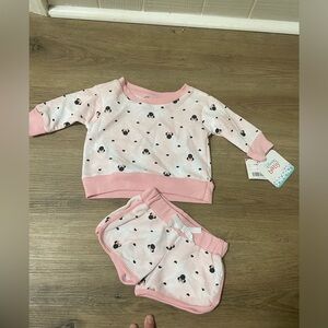 Baby Disney light weight Minnie sweatshirt and matching shorts 3-6m